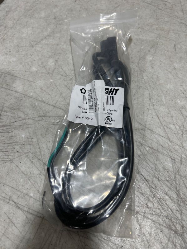 Photo 1 of 6FT 14AWG Replacement Power Cord with Open End,14/3 SJT Heavy Duty Black Extension Cable,NEMA5-15P 6FT 14AWG Open End