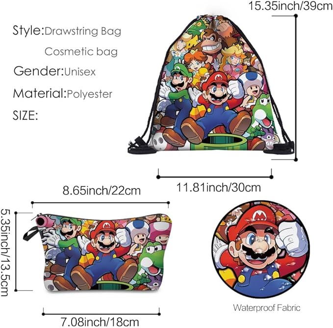 Photo 1 of bohoamra Game Drawstring Backpack Anime Cartoon Waterproof Camping Travel Party Sports Training Beach Gym Bag
