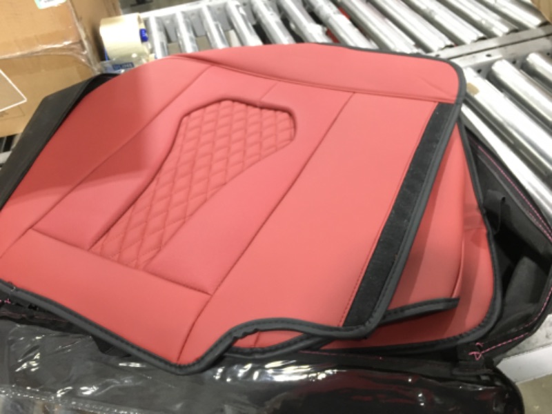 Photo 2 of Coverado Leather Seat Covers Full Set, 5 Seats Universal Seat Covers for Cars, Waterproof Luxury Leatherette Seat Cushions, Front and Rear Seat Protectors, Auto Seat Covers Fit for Most Vehicles Red Red FullSet