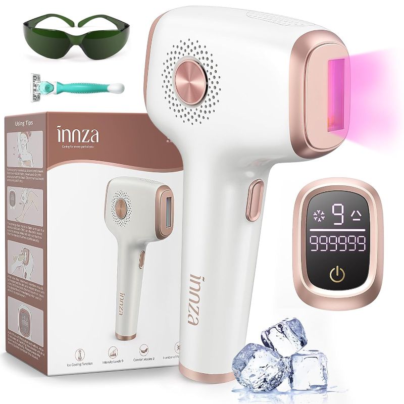 Photo 1 of INNZA Laser Hair Removal with Ice Cooling Care Function for Women Permanent,999,999 Flashes Painless IPL Hair Remover, Hair Removal Device for Armpits Legs Arms Bikini Line (1-White)
