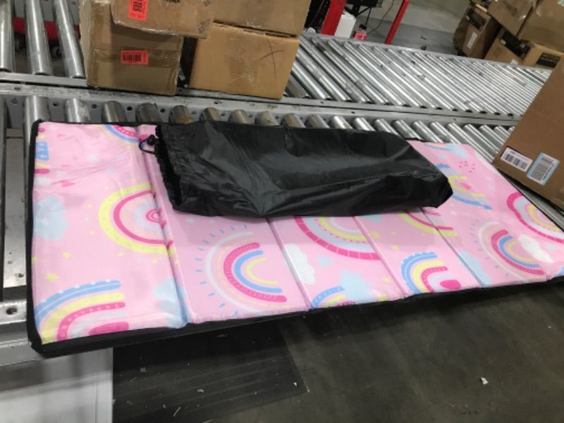Photo 1 of  2 Pcs Toddler Nap Mat for Preschool Daycare Folding Portable Sleeping Mat 45.3 x 19.7 x 0.6 Inches Slumber Bags for Boys Girls Kindergarten Classroom Travel Home School Supplies(Girl)Multiples color