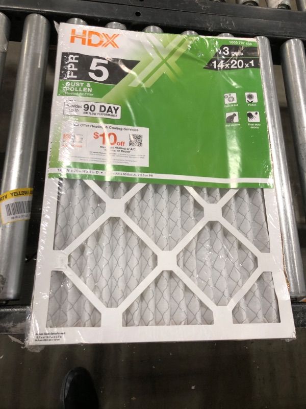 Photo 1 of 14 IN. X 20 IN. X 1 IN. STANDARD PLEATED AIR FILTER FPR 5 (3-PACK)