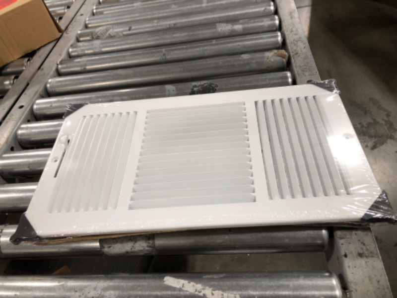 Photo 2 of 16" X 8" 3-Way AIR Supply Grille - Vent Cover & Diffuser - Flat Stamped Face - White [Outer Dimensions: 17.75"w X 9.75"h]
