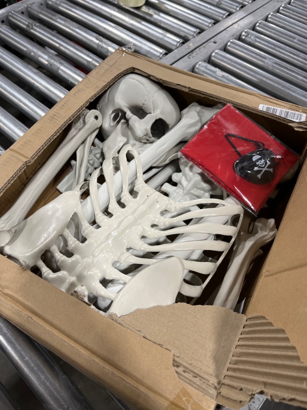 Photo 1 of 5.4ft Halloween Life Size Skeleton, Full Size Realistic Human Pirate Skeleton Decoration, Full Body Bones with Posable Joints for Halloween Spooky Party Decoration, Indoor Outdoor Props Decor