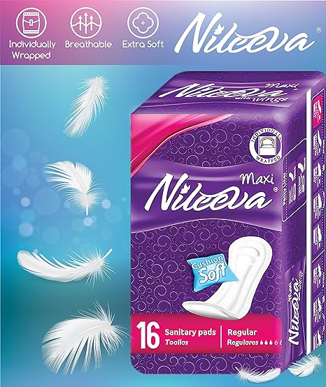 Photo 1 of  Nilceva Regular Sanitary Pads, Purple & White - 16 Count 2 PACK