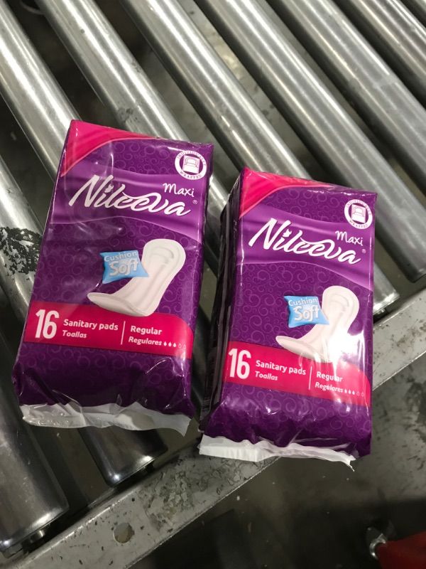 Photo 2 of  Nilceva Regular Sanitary Pads, Purple & White - 16 Count 2 PACK