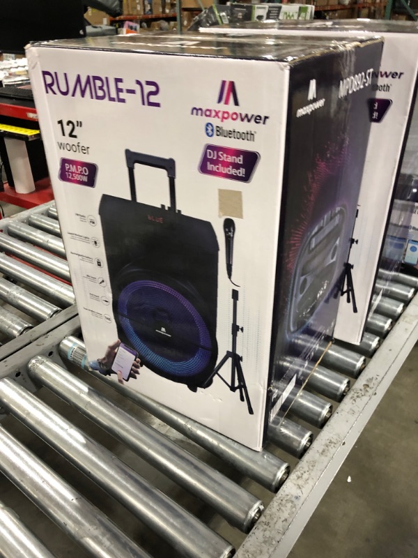 Photo 3 of MAXPOWER RUMBLE-12 12" BLUETOOTH SPEAKER WITH STAND AND MICROPHONE