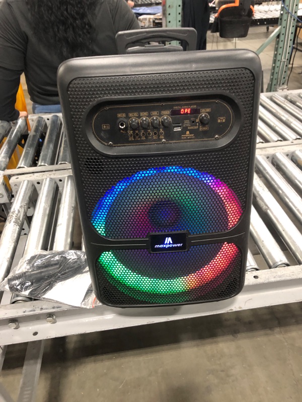 Photo 2 of Max Power DJ Speaker - MPD1223-ROAR Portable Sound System -Bluetooth Multi LED Light Speaker Set Perfect for Indoor and Outdoor - PA Speaker System with Remote, Microphone and Speaker Stand