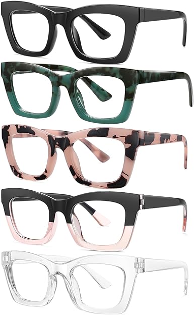 Photo 1 of ZEHEXA Reading Glasses for Women Blue Light Blocking Glasses Filter UV Square Readers Glasses for Men and Women 5 Pack 