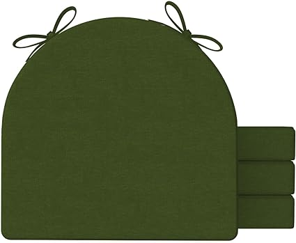 Photo 1 of AAAAAcessories U-Shaped Chair Cushions for Dining Chairs with Ties and Removable Cover, 2'' Thick Dining Kitchen Chair Pads, Indoor Dining Room Chair Cushions, 17" x 16", 4 Pack, Dark Olive Green
