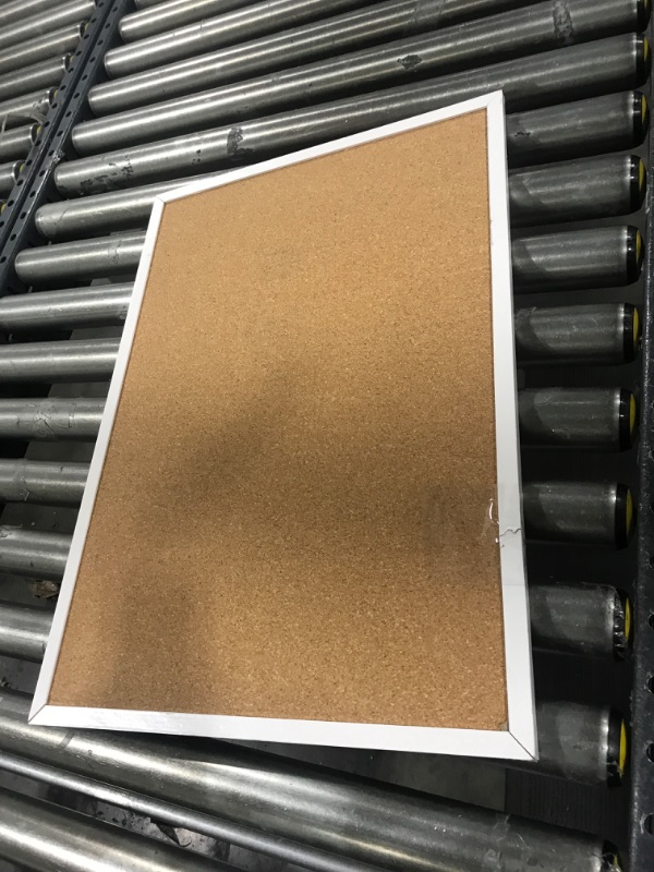 Photo 1 of Cork Board Bulletin Board 23 x 15.7 Inches with Rectangle White Frame Hanging Pin for Walls Office Message Board or Vision Board Decoration White Border Color 23 x 15.7 Inches