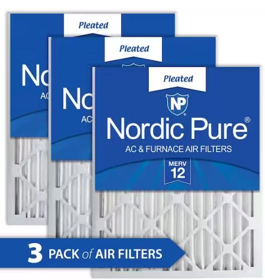 Photo 1 of 25 in. x 25 in. x 2 in. Allergen Pleated MERV 12 Air Filter (3-Pack)
