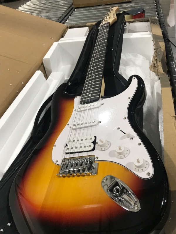 Photo 3 of Donner DST-100S 39 Inch Full Size Electric Guitar Kit Solid Body Sunburst, Beginner Starter,