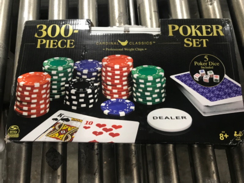 Photo 2 of Cardinal Classics, 300-Piece Poker Set with Aluminum Carrying Case & Professional Weight Chips Plus 5 Poker Dice, for Adults and Kids Ages 8 and up