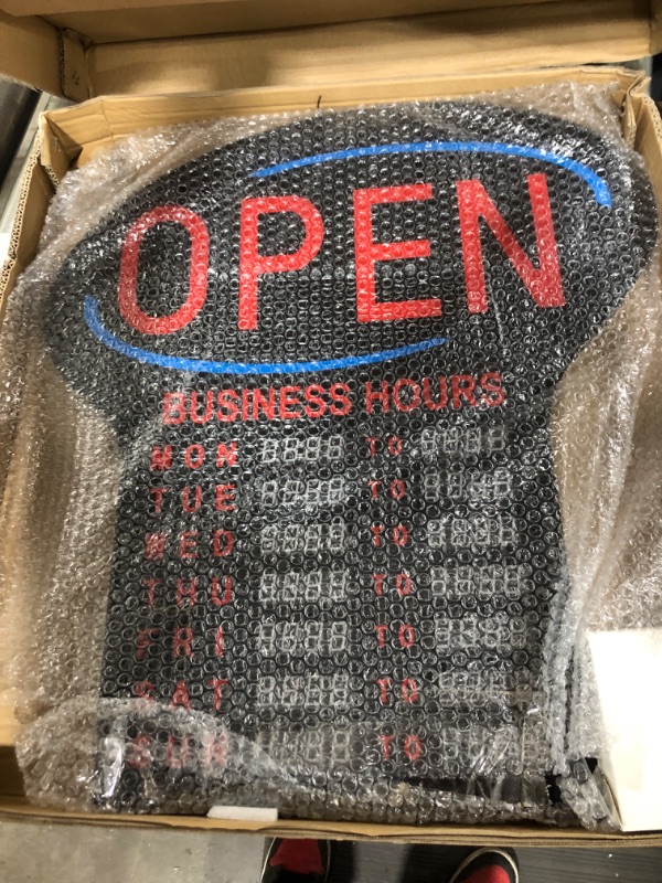 Photo 2 of Kanayu LED Business Open Sign Large Electronic Programmable Store Hours Sign with Instructions, 23.6 x 16.7 x 0.8 inches, Red and Black