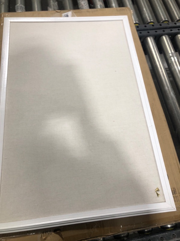 Photo 2 of U Brands Cork Linen Bulletin Board, 20 x 30 Inches, White Wood Frame (2074U00-01) 20'' x 30'' Board