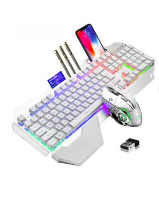 Photo 1 of Wireless Gaming Keyboard and Mouse,RGB Backlit Rechargeable Keyboard Mouse with 5000mAh Battery Metal Panel,Removable Hand Rest Mechanical Feel Keyboard and 7 Color Gaming Mute Mouse for PC Gamers
