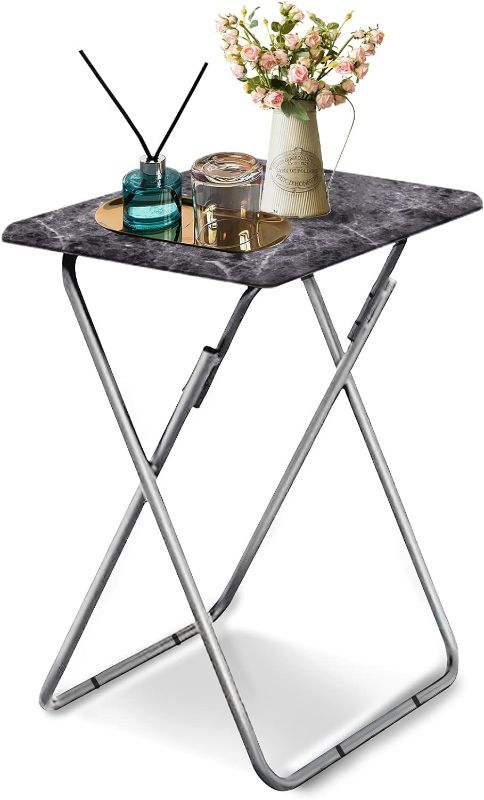 Photo 1 of Garden 4 you Portable Folding TV Tray/TV Trays Foldable Dinner Snack Trays Table, Portable Foldable Table Small Sofa Bedside Tables with Light Weight, 15 x 18.9 x 26 in(Black Marble)
