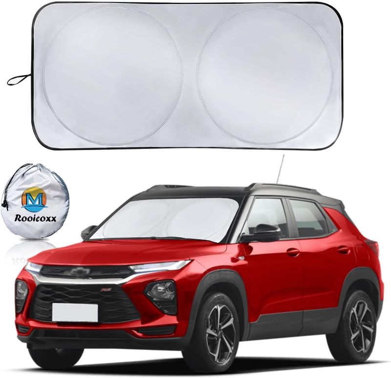 Photo 1 of ???????? Car Windshield Sunshade Foldable UV Reflector Car Front Window Sunshade Sunshade Durable 240T Material Car Sunshade for UV and Solar Heat Protection Keep Vehicle Cool (64 * 31in)
