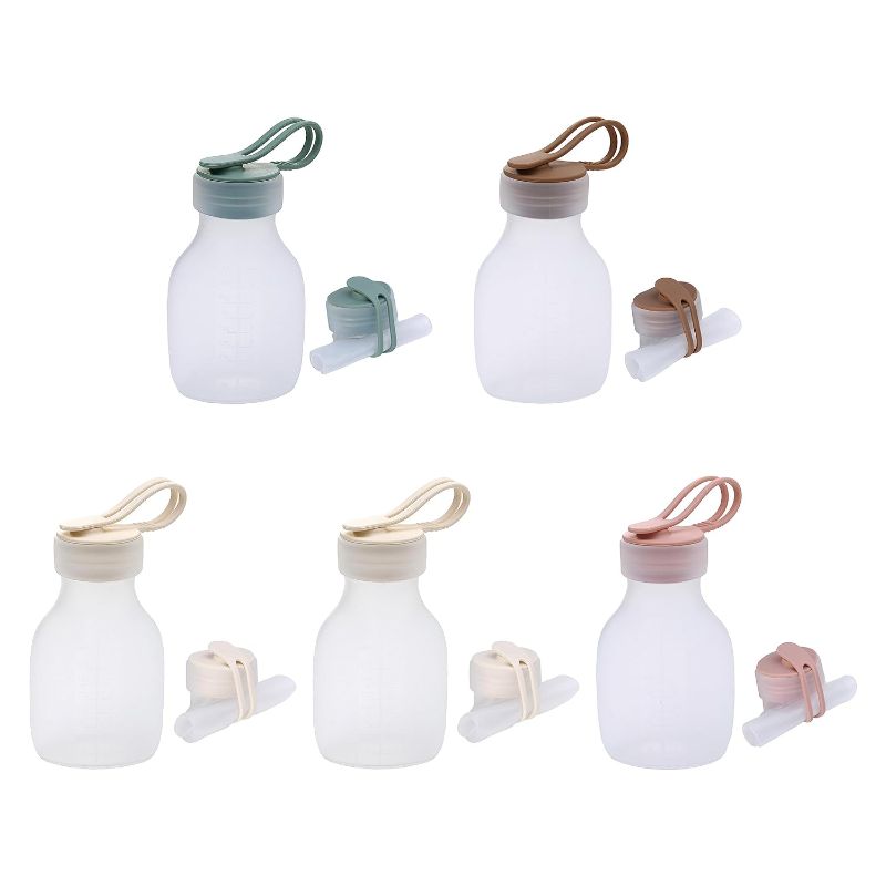 Photo 1 of Breastmilk Storage Bag, Breast Milk Storage Bags Freezer Milk Storage Bags Breastmilk, Silicone Milk Storage Bottle Reusable 240ml Breastmilk Storage Container White*2+Green+Pink+Brown, 5pcs 