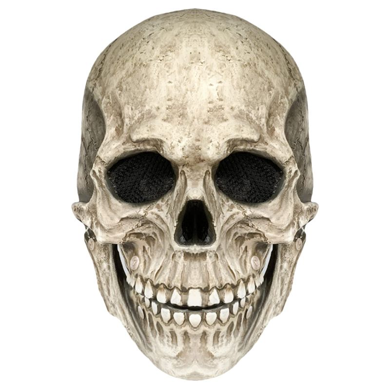 Photo 1 of FLORENCE IISA Human Skull Mask Moving Jaw, Scary Halloween Costumes Mask, Full Head Skull Mask Realistic Latex One Size Gray