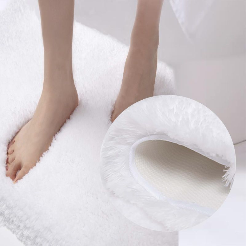 Photo 1 of XCC XIN CHONG CHONG Bath Rug, Soft Absorbent Pearl Yarn Rug, Rubber Backing Quick Dry Bathroom Mats, Machine Washable Rugs for Shower Floor,Non-Slip Bathroom Carpet,17" x 24",White White 17" x 24"