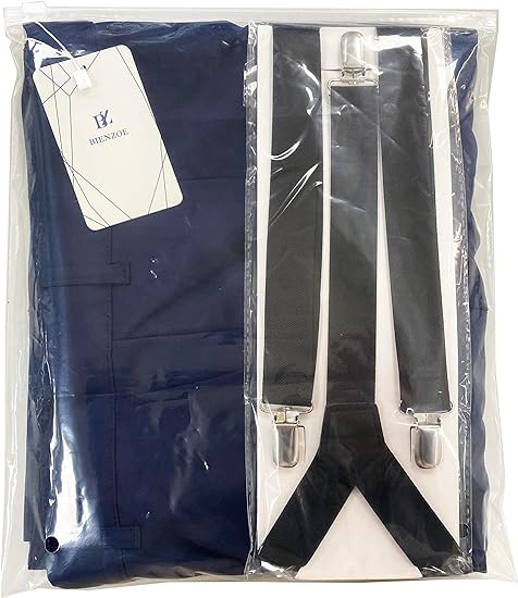 Photo 2 of Bienzoe Boys School Uniform Pants: Kids Adjustable Waist Flat Front Dress Trouser Suspender Pack Size 16