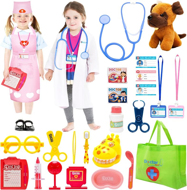 Photo 1 of Kids-Toys,Doctor-Kit-for-Toddlers-3-5,Pretend Play Christmas-Birthday-Gift Ideas,Toys for 2 3 4 5 6 7 Year Old Girls Boys,Toddler-Girls-Toys Dentist Kit Doctor Nurse Costume for Dress Up and Role Play