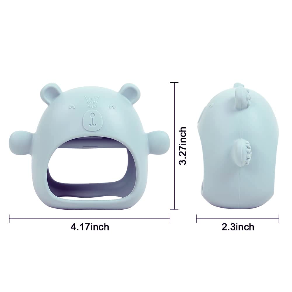 Photo 2 of Bear Mitten Baby Teether, Anti-Drop Teething Toy for Babies 3+ Months, Silicone Teether for Baby Teething Relief, Infant Toy for Sucking Needs, BPA Free(Blue)