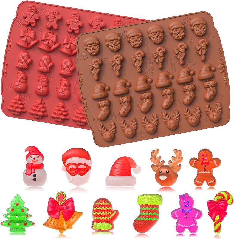 Photo 1 of AIERSA Christmas Candy Gummy Molds Silicone, 2 Pcs 30 Cavity Christmas Molds for DIY Christmas Candies, Jello, Chocolate 