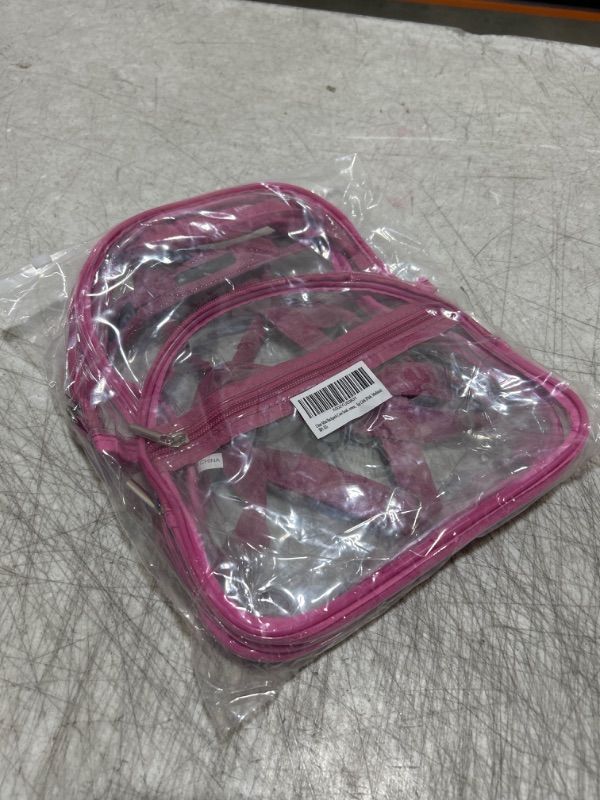 Photo 2 of Oraben Small Clear Backpack, Clear Bag Stadium Approved, Small Transparent Backpacks See Through Bag for Concert Security Small Pink