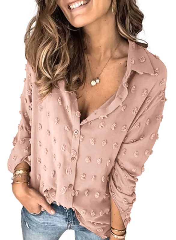 Photo 1 of Astylish Women 2023 Pompom Button Down Shirt Casual Blouse Top X-Large Khaki