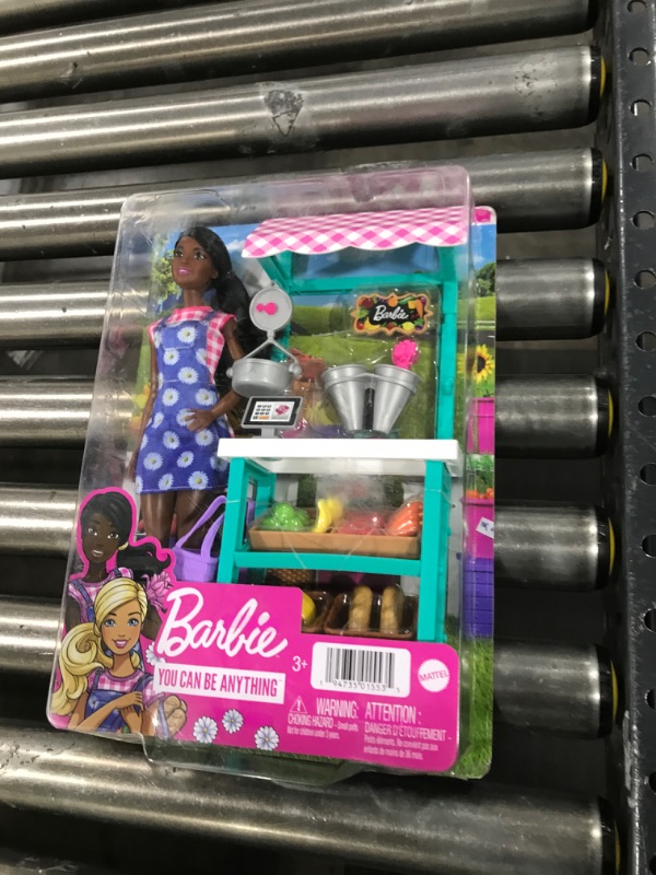 Photo 2 of Barbie Careers Farmers Market Playset with Brunette Fashion Doll Furniture & Accessories
