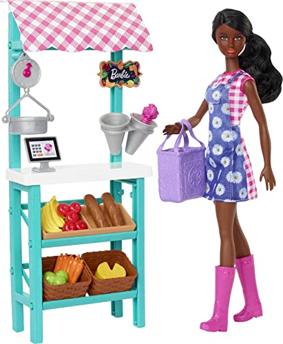 Photo 1 of Barbie Careers Farmers Market Playset with Brunette Fashion Doll Furniture & Accessories
