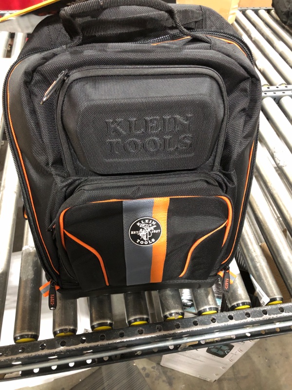 Photo 1 of Klein Tools 62800BP Backpack Tool Bag, Tradesman Pro Extra-Large 40-Pocket Electrician Jobsite Backpack with Molded Bottom, Charging Port