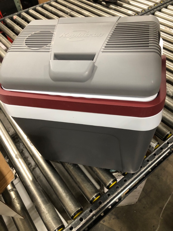 Photo 2 of Koolatron Thermoelectric Iceless 12V Cooler 25 L (26 qt), Electric Portable Car Fridge w/ 12 Volt DC Power Cord, Gray/White, Travel Road Trips Camping Fishing Trucking, Made in North America