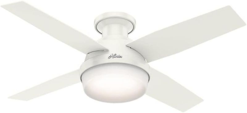 Photo 1 of **MISSING LIGHT COVER** Ceiling Fan with LED Light Kit and Handheld Remote, Finish Color: Fresh White, Blade Color: Fresh White