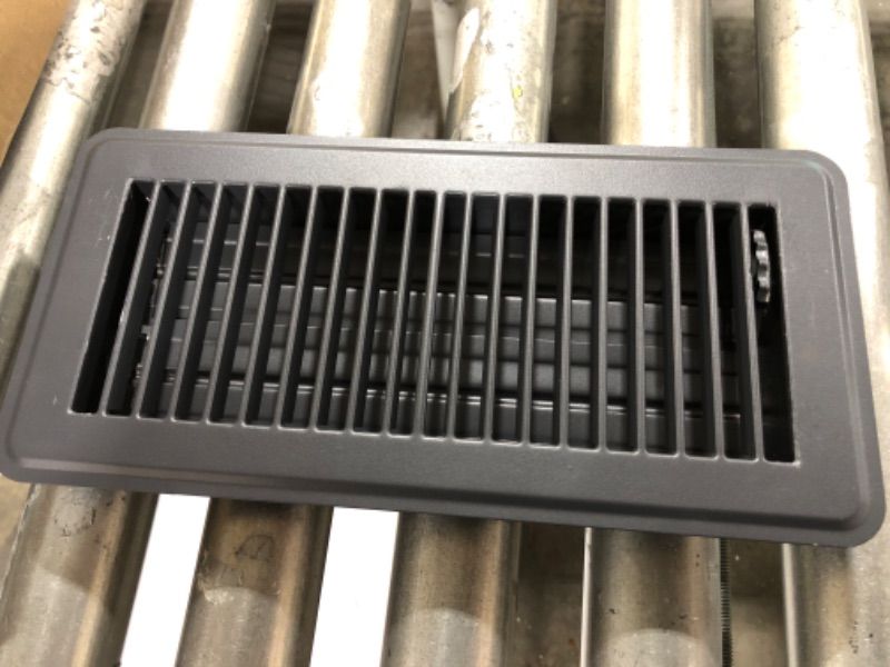 Photo 2 of 4"x10" (Duct Opening) Cast Aluminum | Heavy Duty | All Metal | Walkable | Floor Vent Register by Caststo?, Top Faceplate Size (6"x12") -Rock (Powder Coated Black)