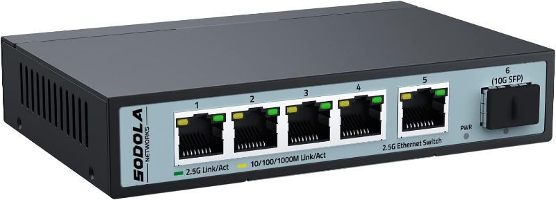 Photo 1 of 5 Port 2.5G Ethernet Switch with 10G SFP, 5 x 2.5G Base-T Ports, Plug & Play, Fanless Metal 2.5GbE Unmanaged Network Switch