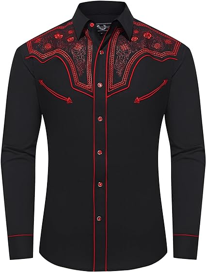 Photo 1 of EL PIONERO Cowboy Western Shirts for Men Long Sleeve Embroidered Cowboy Casual Button Down Shirts,Mens Shirts for Gift
