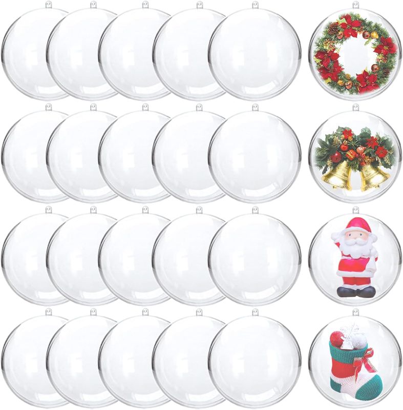 Photo 1 of 24 Pcs Clear Plastic Fillable Ornament Balls,70mm DIY Fillable Christmas Ornaments Balls for Christmas,Holiday, Wedding,Party,Home Decor