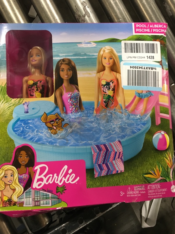 Photo 2 of ?Barbie Doll, 11.5-Inch Blonde, and Pool Playset with Slide and Accessories, Gift for 3 to 7 Year Olds