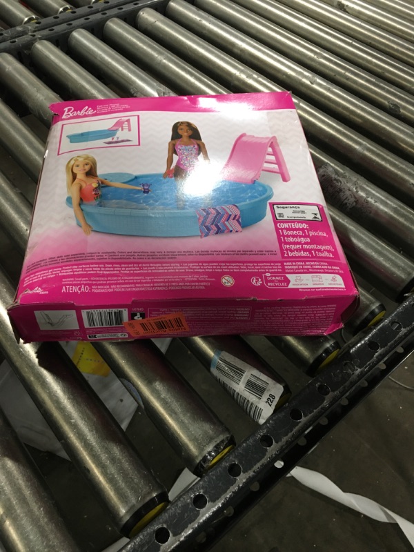 Photo 3 of ?Barbie Doll, 11.5-Inch Blonde, and Pool Playset with Slide and Accessories, Gift for 3 to 7 Year Olds