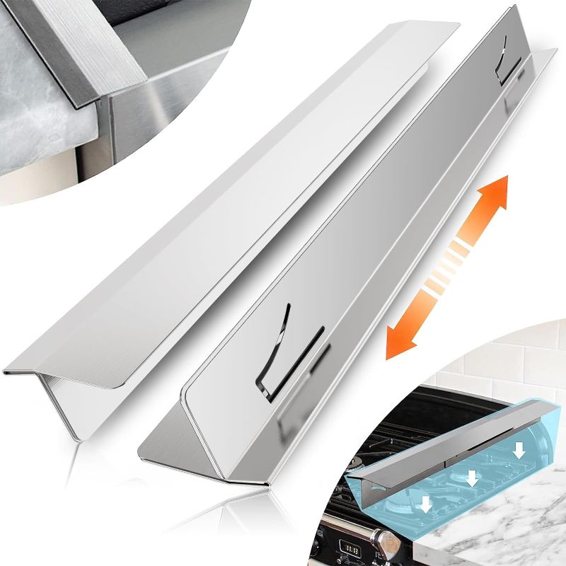 Photo 1 of 2PCS Kitchen Stove Counter Gap Covers, Stainless Steel Gap Cover, Cooktop Trim Kit, Stove Gap Guards, Oven Gap Filler, Heat Resistant & Effectively Protect Stove Gap Filler
