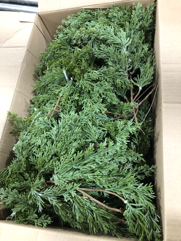 Photo 1 of 4 Pack LED Christmas Cedar Garland Artificial Pine Cypress Vines with Light Christmas Garland with Lights for Christmas Table Mantle Background Wall Room Outdoor Indoor Winter Decoration (9 ft) 4 9 ft