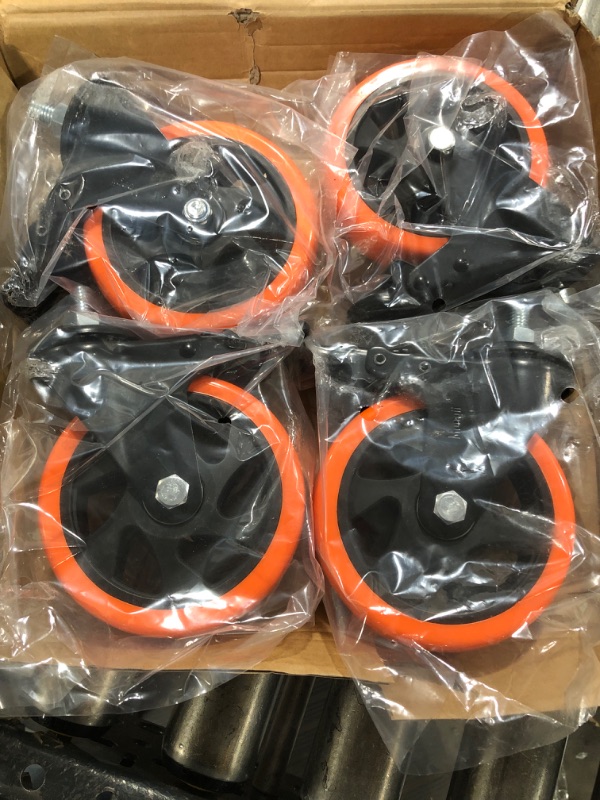 Photo 2 of 5 Inch Caster Wheels, Threaded Stem Casters Set of 4 Heavy Duty, Cart Wheels 1/2"-13 x 1" (Screw Diameter 1/2", Stem Length 1"), Safety Dual Locking Industrial Casters, Wheels for Cart, Furniture 5 inch 1/2"-13x1"