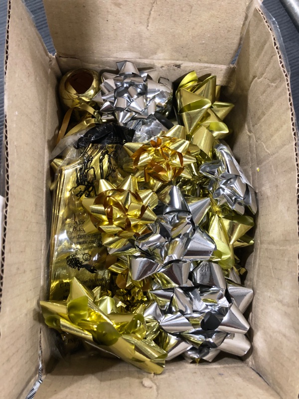 Photo 2 of CT CRAFT LLC Gift Bows 22 PCS Set Multi Colored Assorted - Bow x 18 pcs + Kegg Roll x 4 pcs - Gold/Bronze Gold, Holiday Christmas Birthday Party Wrapping Gold/Bronze Gold 22 PCS Set