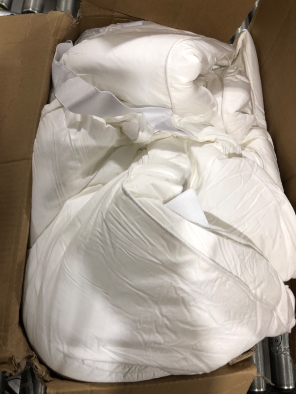 Photo 2 of ELEMUSE Extra Thick Cooling Cal King Mattress Topper, 1300 GSM Overfilled Pillow Top with Baffle Box Design,Hand Made 400TC Organic Cotton Pad Cover,Plush & Support Snow Down Alternative,Hotel Quality California King White