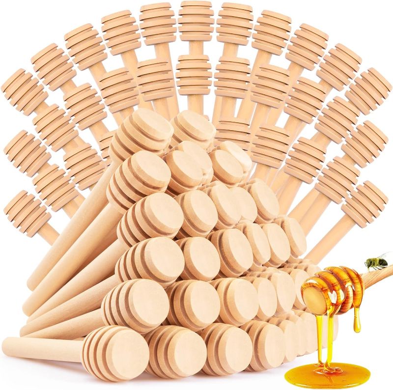 Photo 1 of 20 Pcs Honey Dipper Sticks - Wooden Honey Dipper, 3 Inch Mini Honeycomb Stick, Honey Stirrer Stick for Honey Jar Dispense Drizzle Honey and Wedding Party Gift 