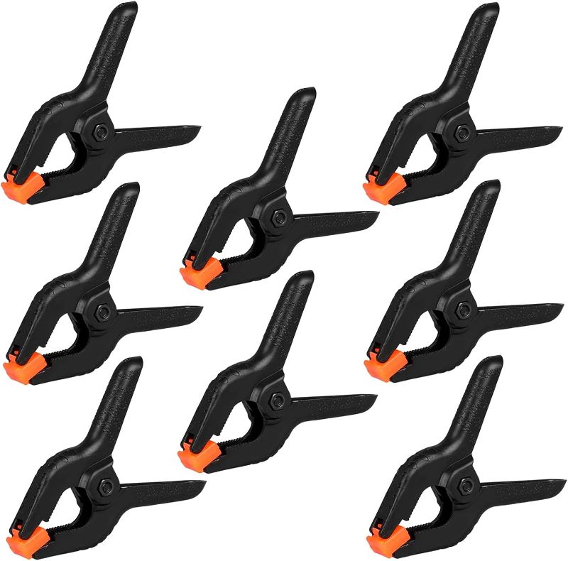 Photo 1 of 12 Pack Plastic Spring Clamps, 3.5inch Small Heavy Duty Clips for Crafts, Backdrop Stand, Woodworking, Photography Studios (Black)